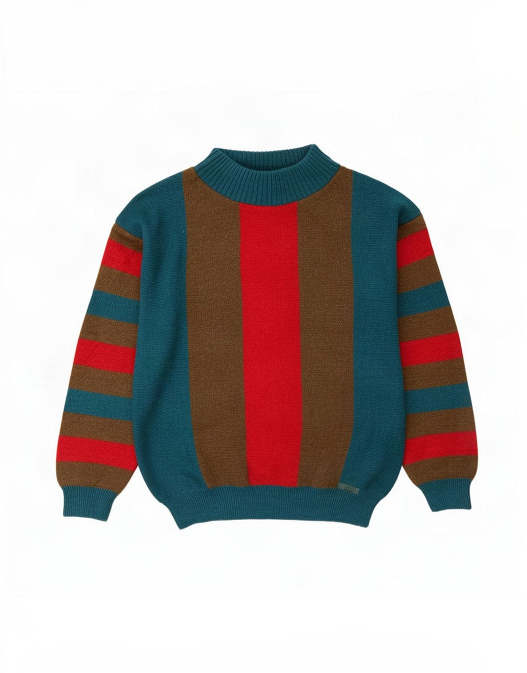 Vintage Herren Rollkragenpullover Pullover Mittelblau gestreift aus Acryl