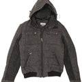 X-Cape wattierte Herrenjacke mit Kapuze, UK 42, XL, graue Schurwolle mit Fischgrätenmuster