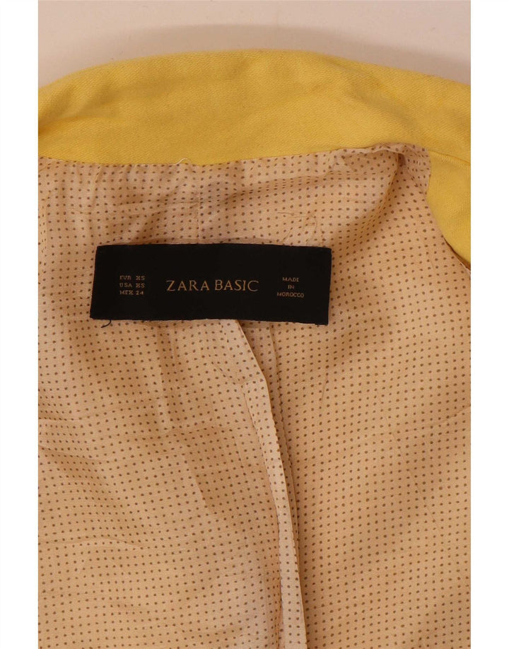 Zara Damen 1-Knopf-Blazerjacke UK 6 XS Gelb