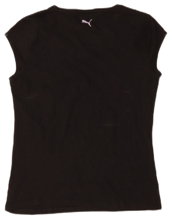Puma Damen Grafik T-Shirt Top UK 14 Large Schwarz