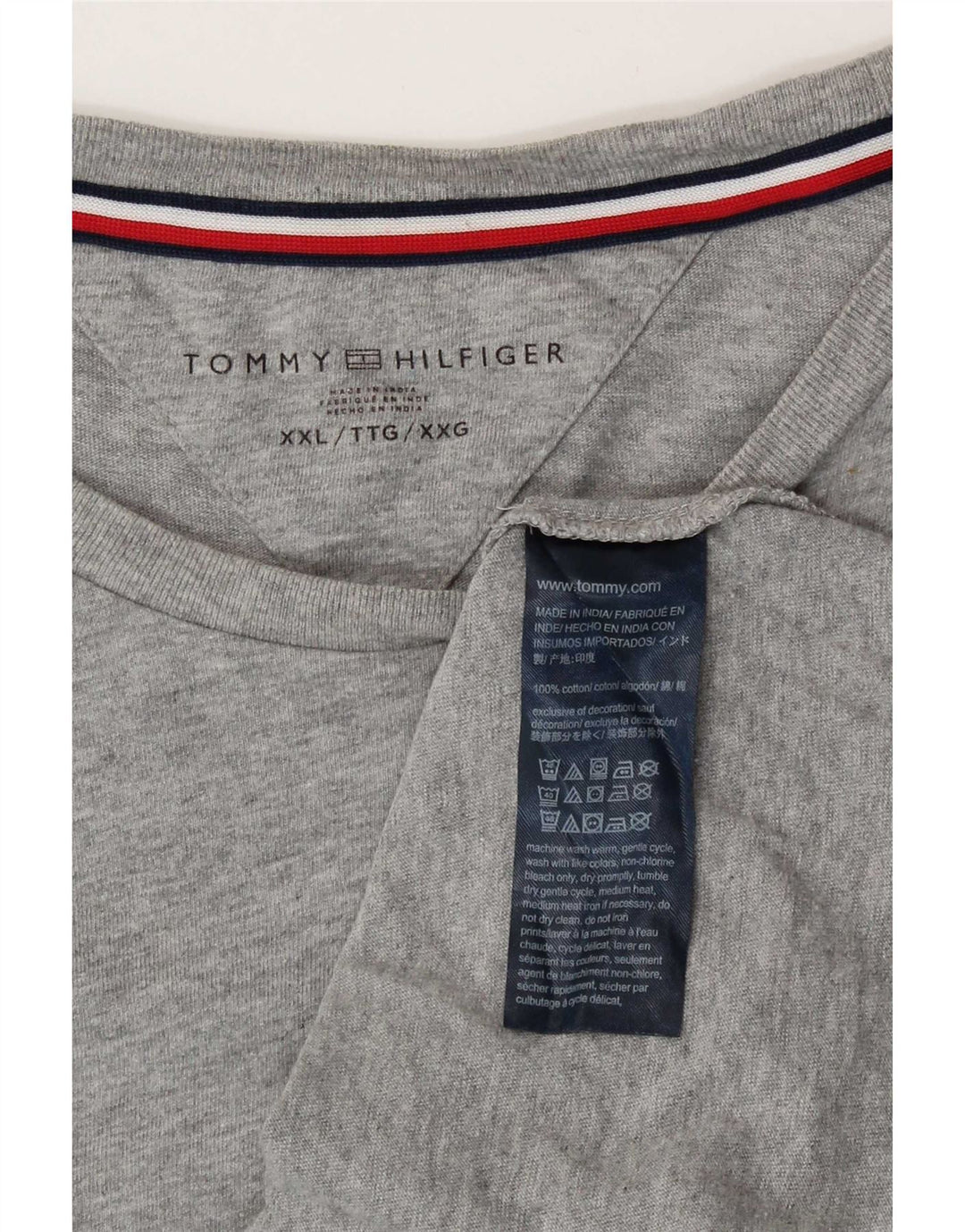 Tommy Hilfiger Herren T-Shirt Top 2XL Grau Baumwolle