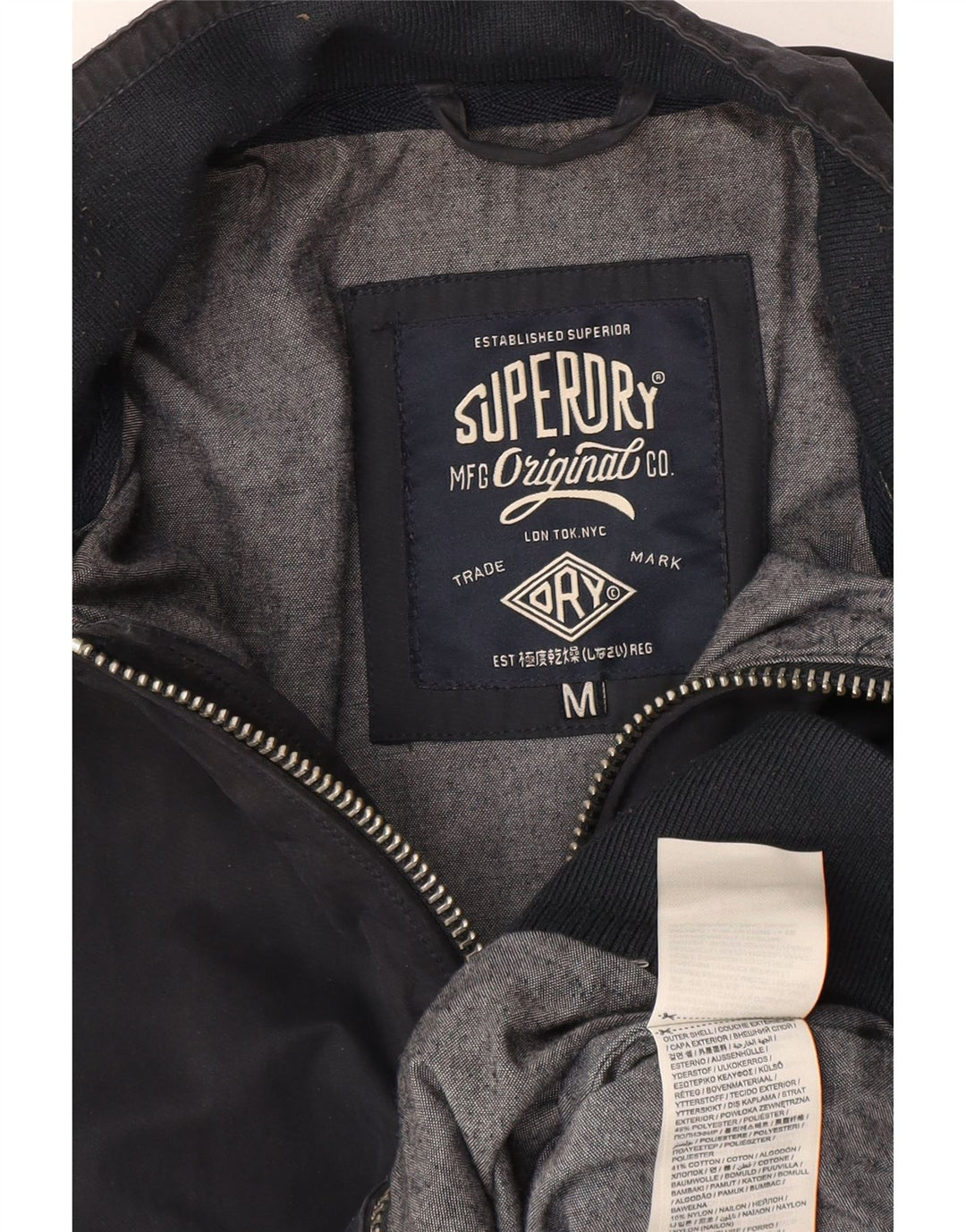 Superdry Herren Bomberjacke UK 38 Medium Marineblau Polyester