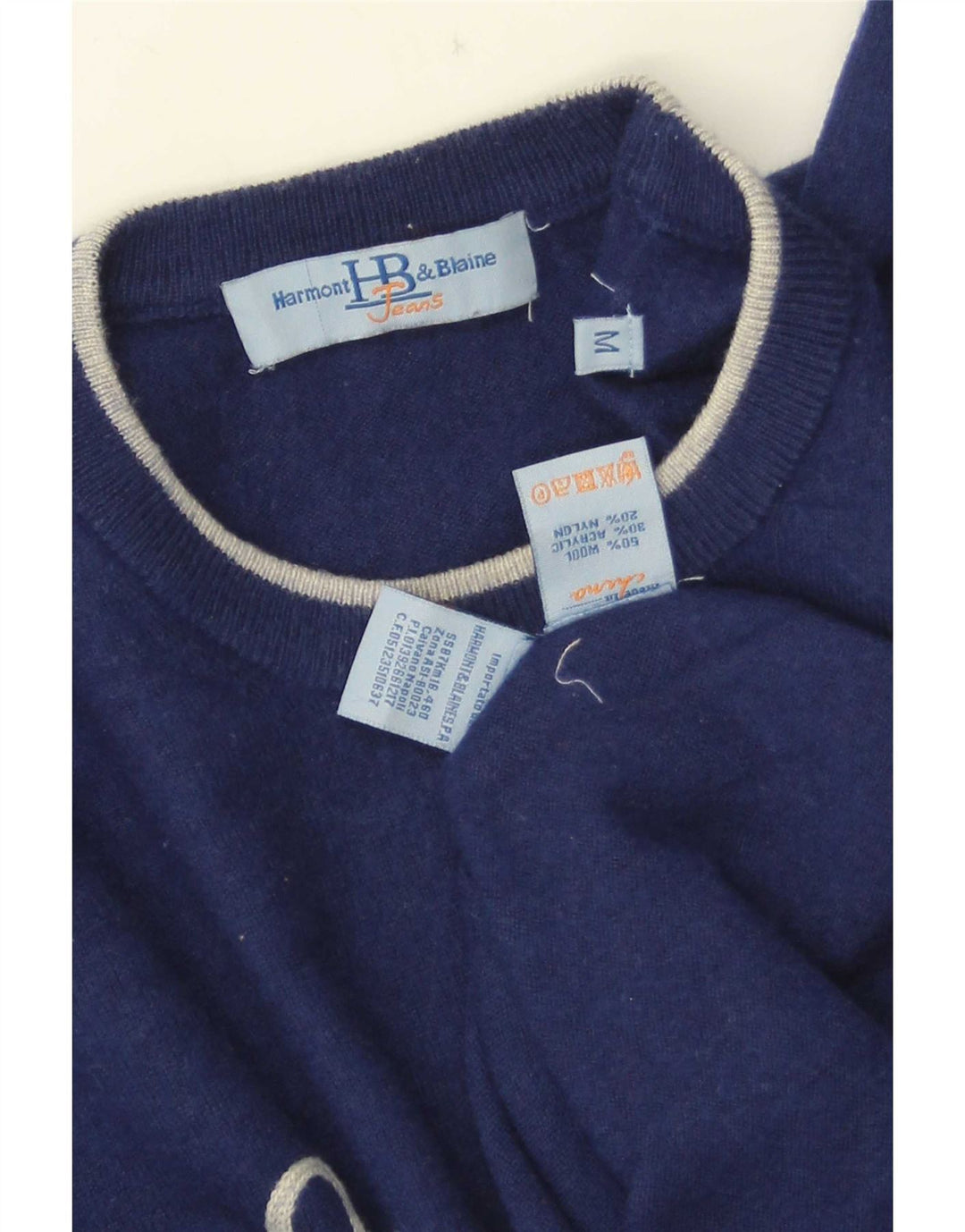 Harmont & Blaine Herren-Pullover mit grafischem Rundhalsausschnitt, mittleres Marineblau