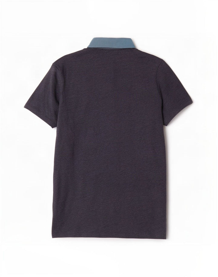Penguin Herren-Poloshirt aus mittelblauer, marineblauer Colourblock-Baumwolle