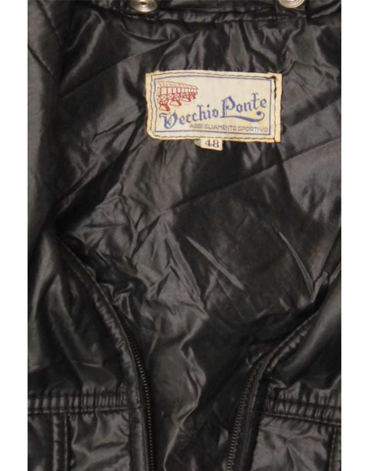 Vintage Damen Wattierte Jacke IT 48 XL Schwarz