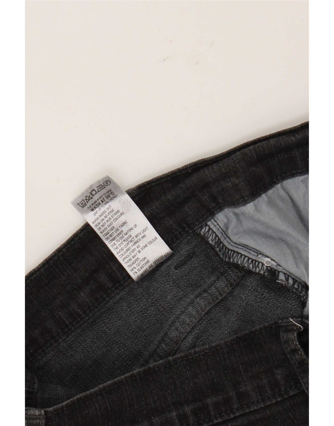 Marks & Spencer Damen Bootcut-Jeans UK 10 Small W30 L29 Schwarze Baumwolle
