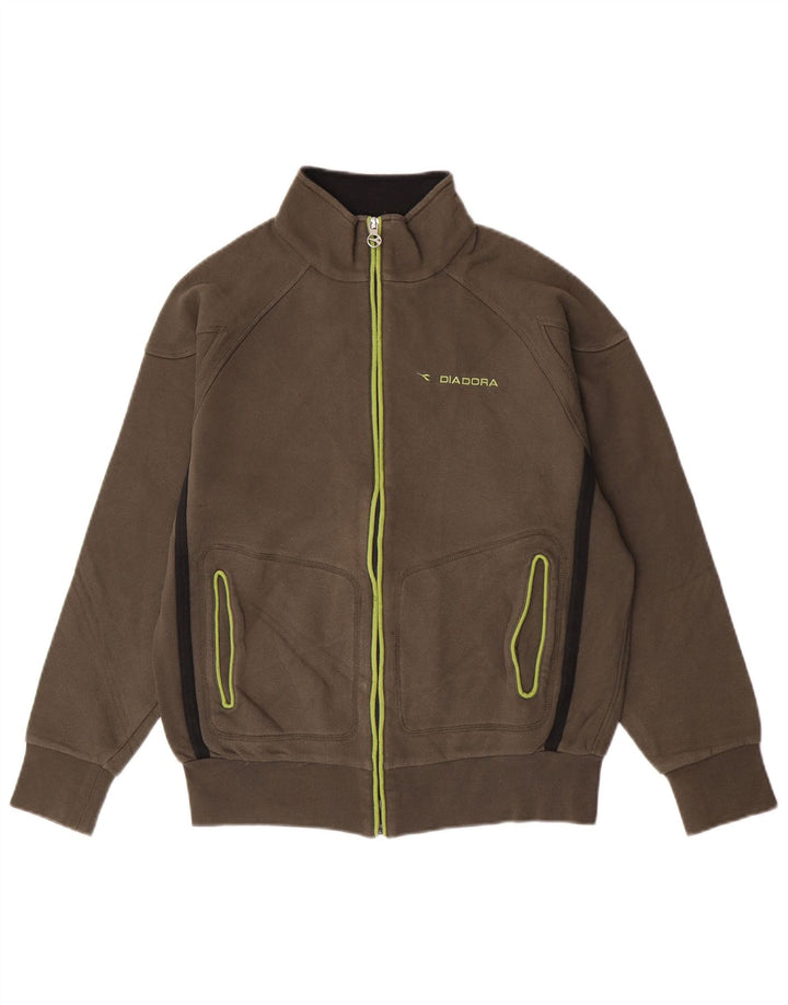 Diadora Herren-Trainingsanzug-Oberteil, Jacke, mittlere Khaki-Baumwolle
