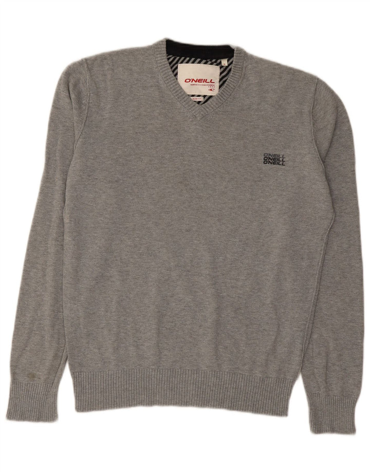 O'Neill Herren-Pullover mit V-Ausschnitt, Größe S, graue Baumwolle
