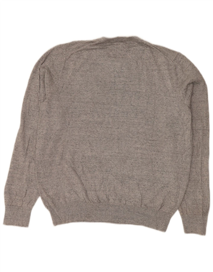 Marks & Spencer Herren-Pullover mit Rundhalsausschnitt, groß, grau gesprenkelte Baumwolle