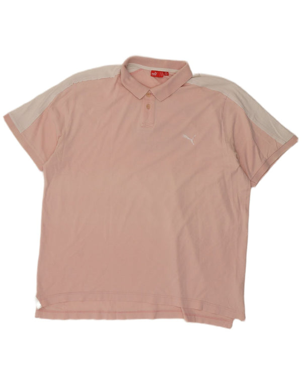 Puma Herren-Poloshirt mit Grafik, 2XL, rosa, Colourblock-Baumwolle