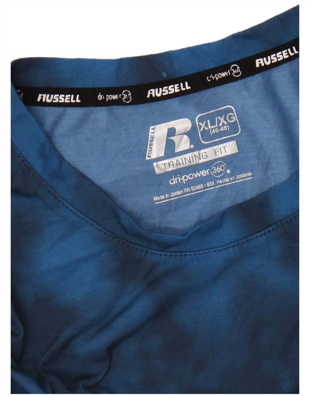 RUSSELL ATHLETIC Herren Dri-Power T-Shirt Top XL Blue Tie Dye
