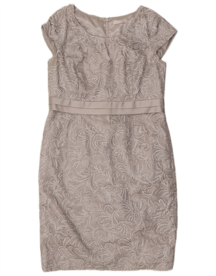 Jacques Vert Damen Etuikleid UK 16 Large Grau Polyester