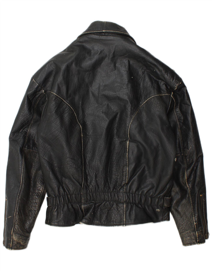 Vintage Herren Leder Bikerjacke UK 36 Kleines schwarzes Leder