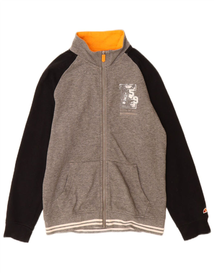 Ellesse Jungen-Trainingsanzugoberteil mit Grafik, 9–10 Jahre, graues Farbblockdesign
