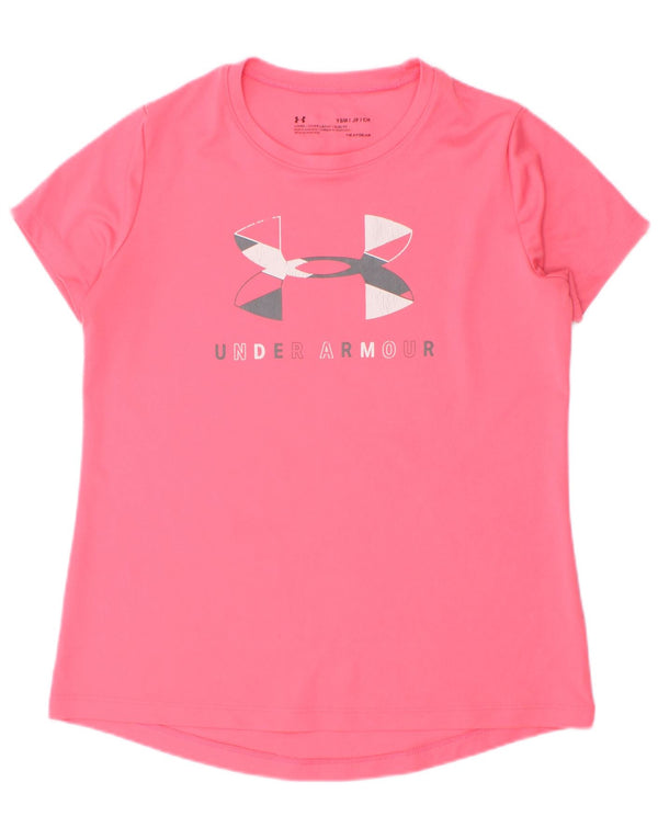 Under Armour Heat Gear Grafik-T-Shirt-Oberteil für Mädchen, 7–8 Jahre, Größe S, Rosa