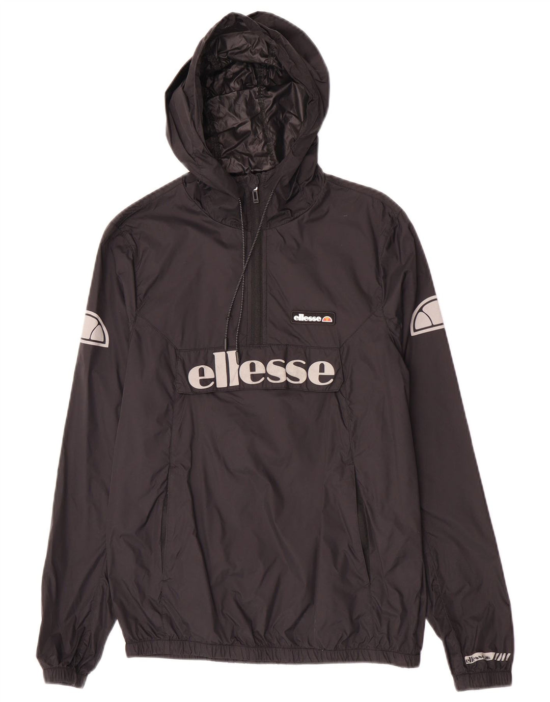 Ellesse Herren-Anorak-Regenjacke mit Kapuze, UK 34, XS, Schwarz, Polyamid