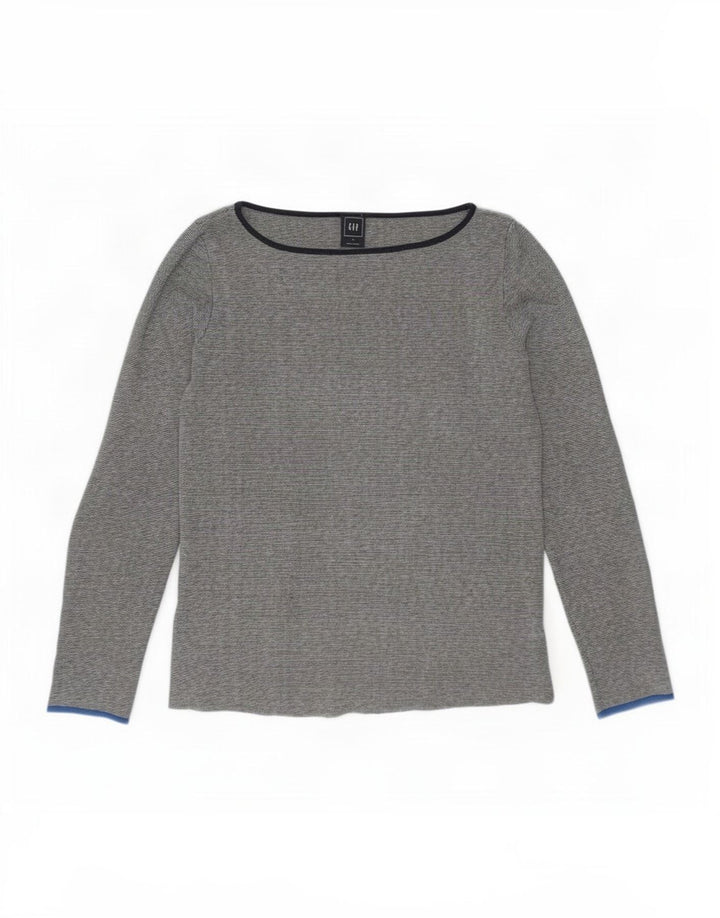 Gap Damen Top Langarm UK 14 Mittelgraue Baumwolle