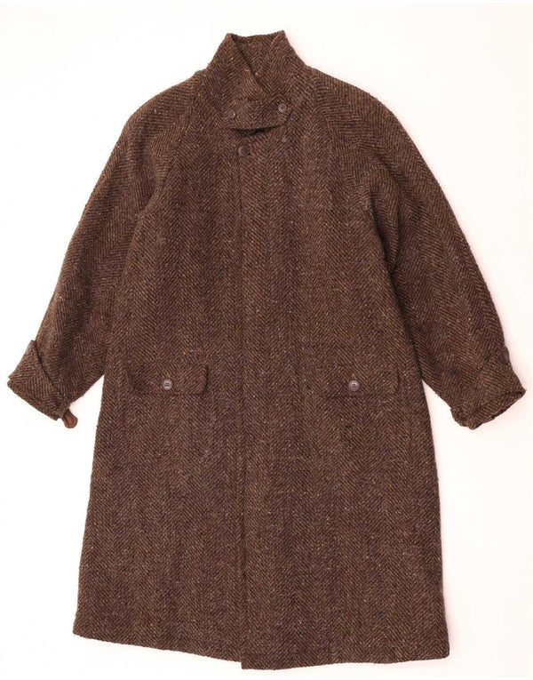 Vintage Damen Mantel UK 12 Mittelbraune Alpakawolle
