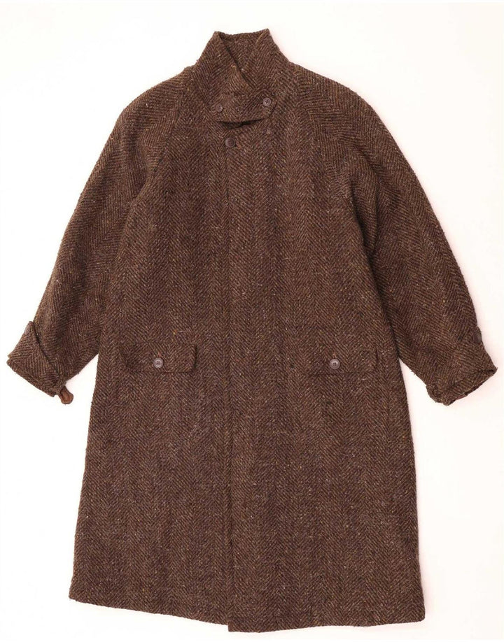 Vintage Damen Mantel UK 12 Mittelbraune Alpakawolle