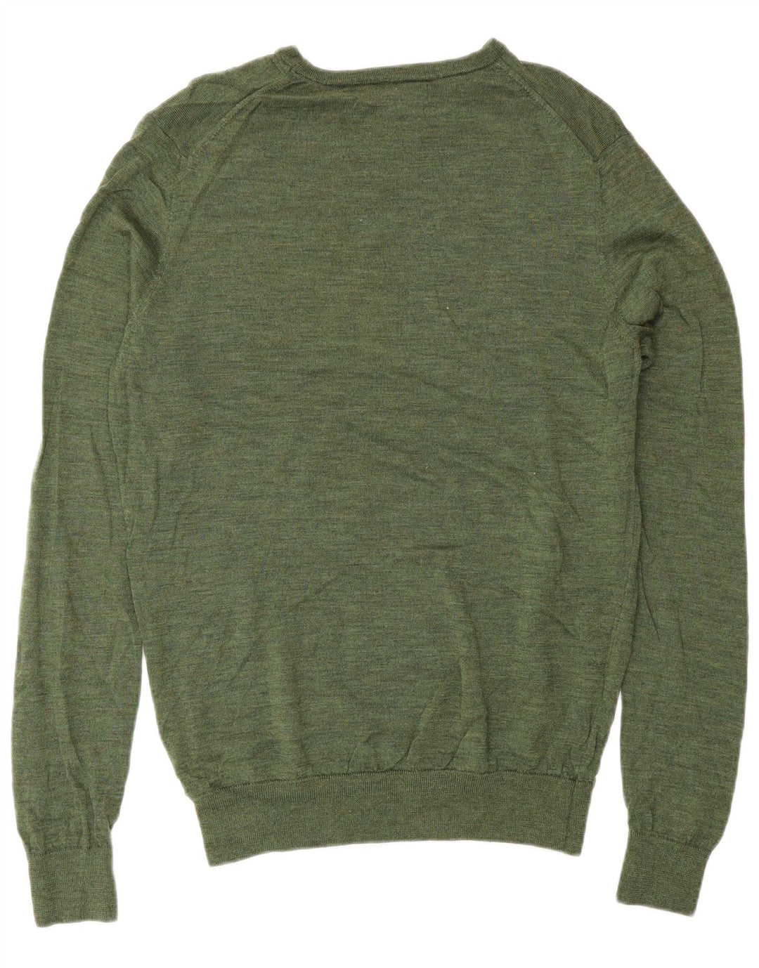 Zara Herren-Pullover mit U-Boot-Ausschnitt, mittelgrüne Wolle