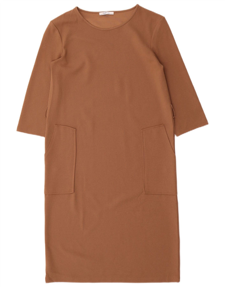 Zara Damen Etuikleid mit 3/4-Ärmeln, Gr. 10, Braun