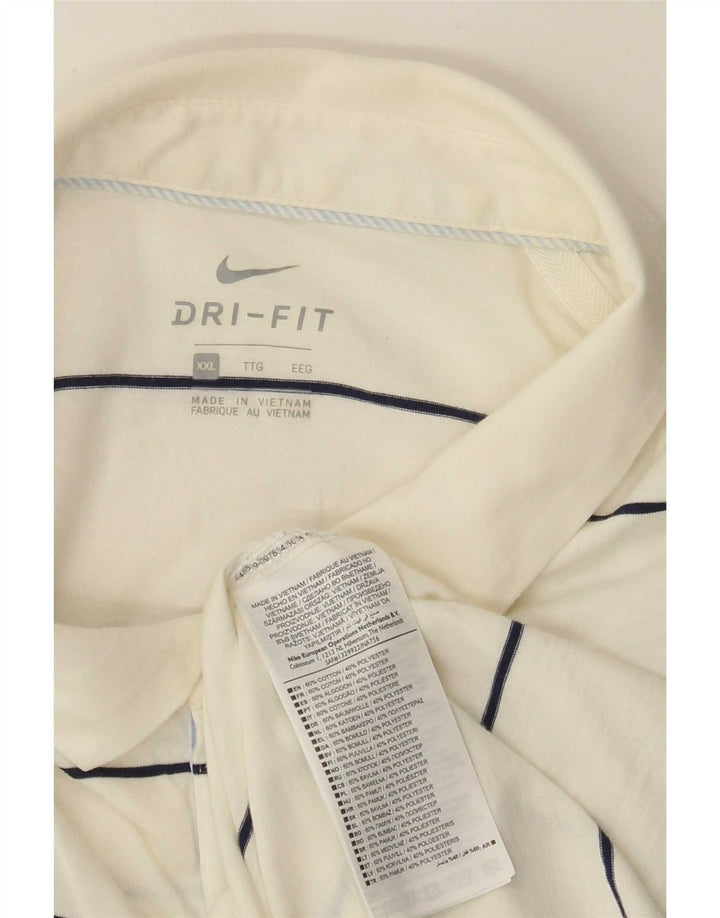 Nike Herren-Poloshirt mit normaler Passform, 2XL, weiß gestreift, Baumwolle