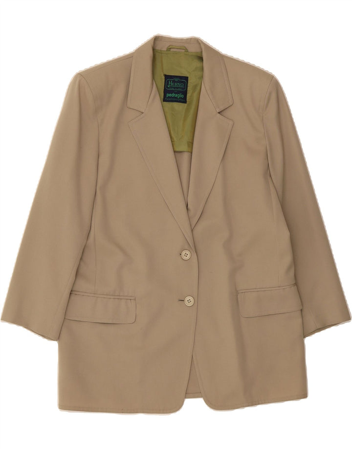 HERNO Womens Longline 2 Button Blazer Jacket IT 44 Medium Beige Wool Vintage Herno and Second-Hand Herno from Messina Hembry 