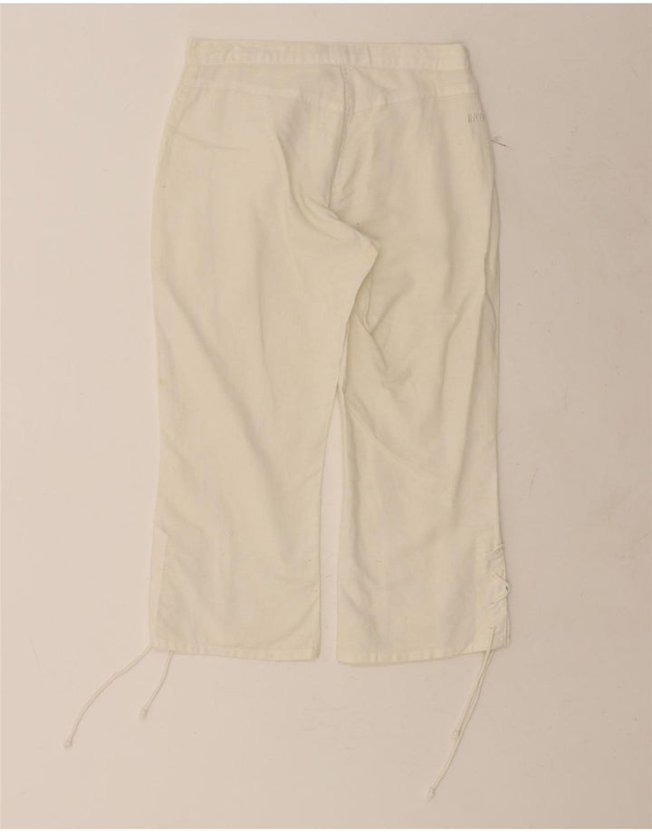 RIFLE Womens Straight Capri Trousers W26 L20 White Linen Vintage Rifle and Second-Hand Rifle from Messina Hembry 