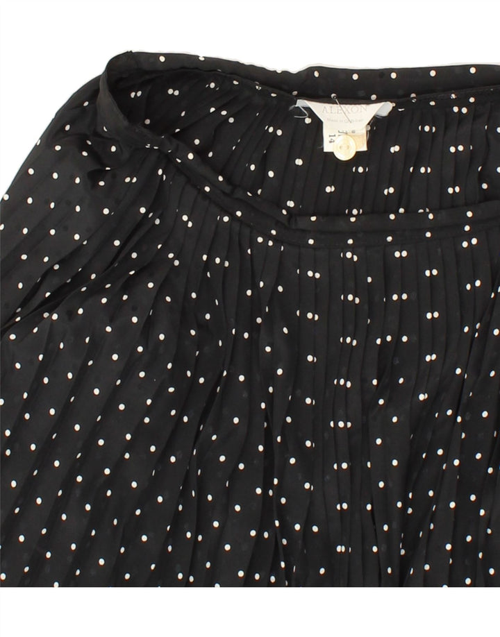 ALEXON Womens Pleated Skirt UK 14 Medium W30 L28 Black Polka Dot Polyester Vintage ALEXON and Second-Hand ALEXON from Messina Hembry 