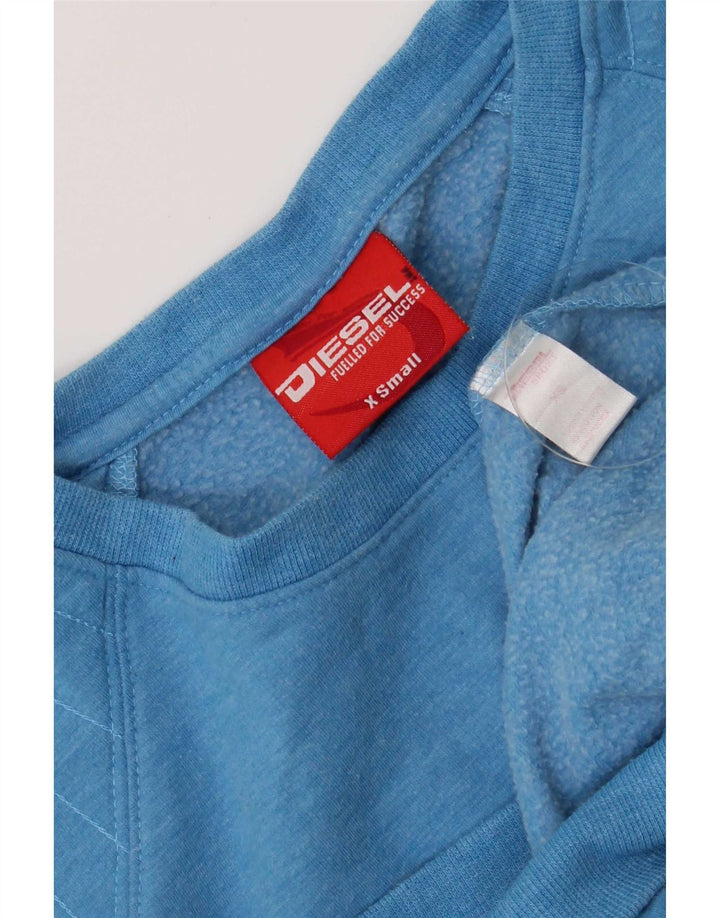 Diesel Womens Graphic Sweatshirt Pullover UK 6 XS Blau Polyester