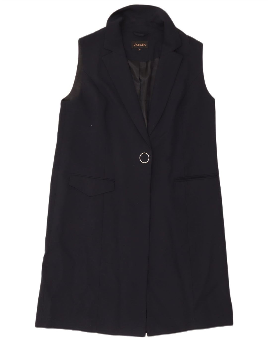 Jaeger Damen Longline ärmellose Blazerjacke UK 16 Large Marineblau