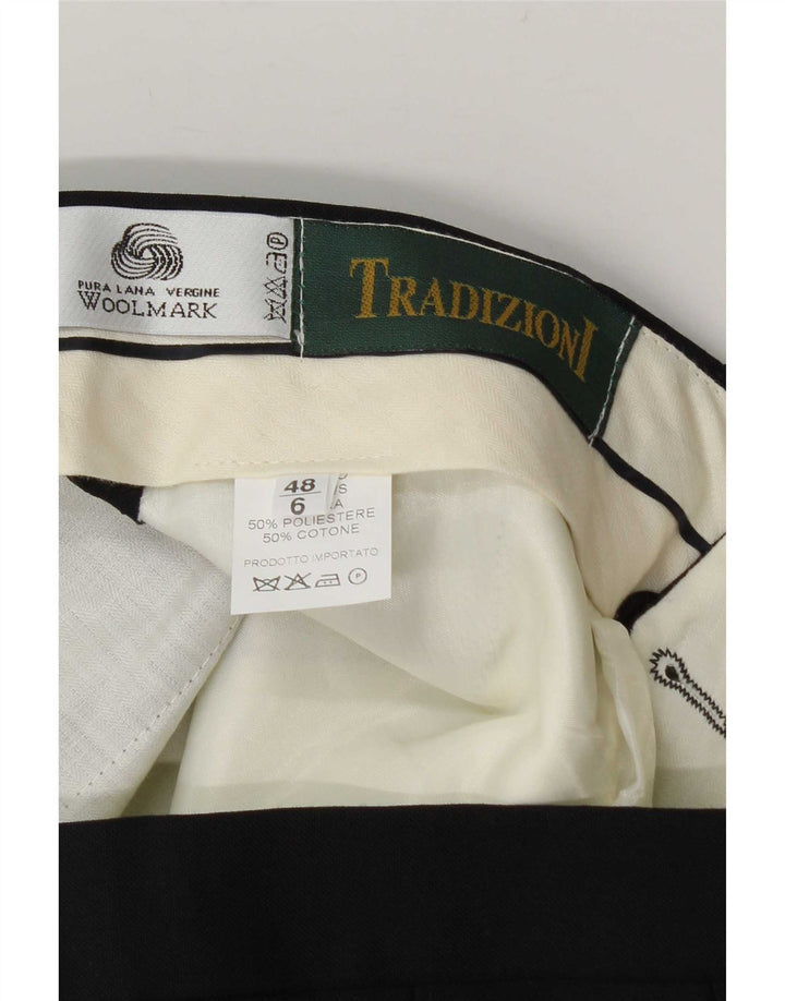 Vintage Herren-Anzughose mit Klammern, Größe 48, mittelgroß, B32, L34, marineblaue Wolle