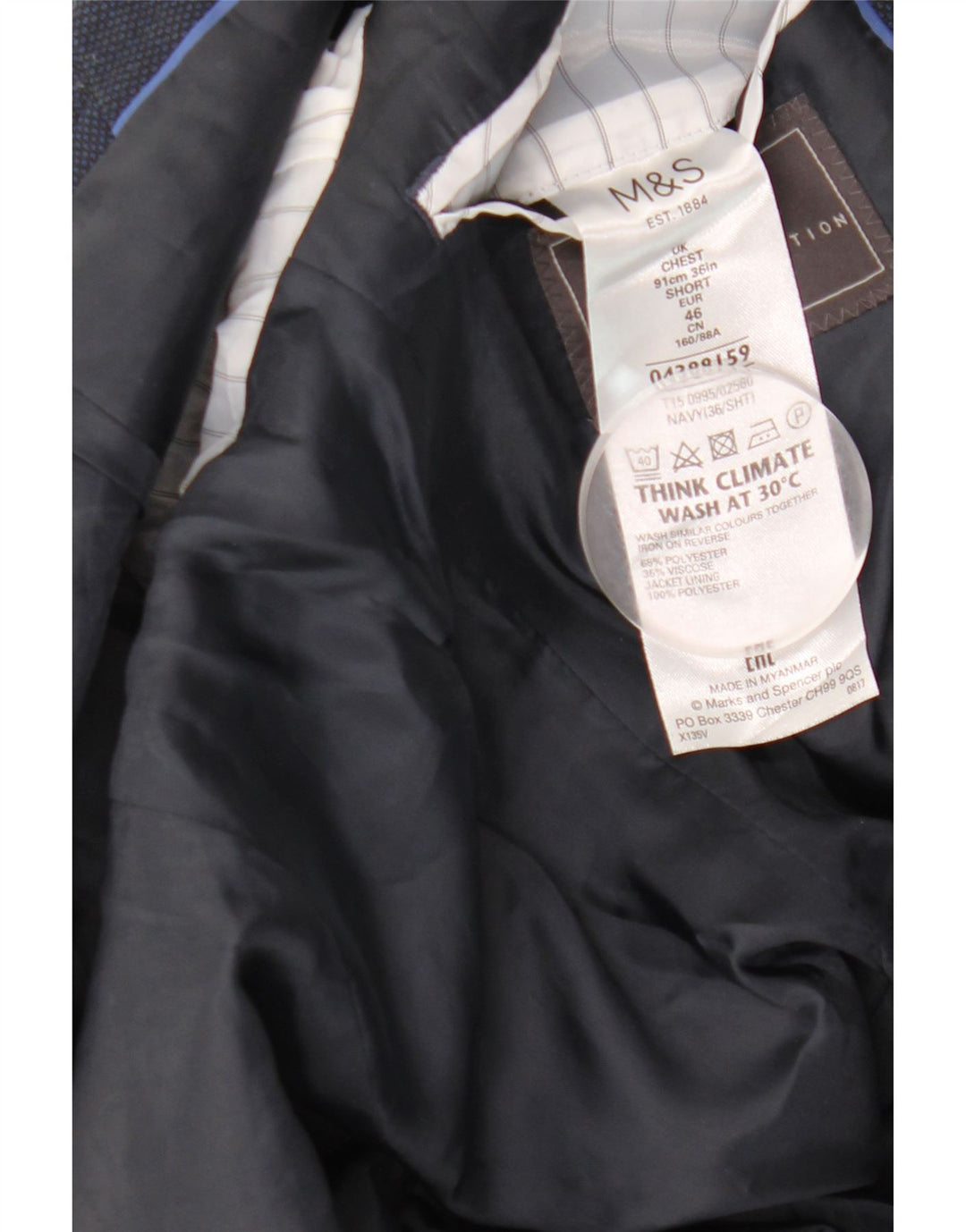 Marks & Spencer Herren-Slim-Fit-Blazer mit 2 Knöpfen, Gr. 36, Marineblau