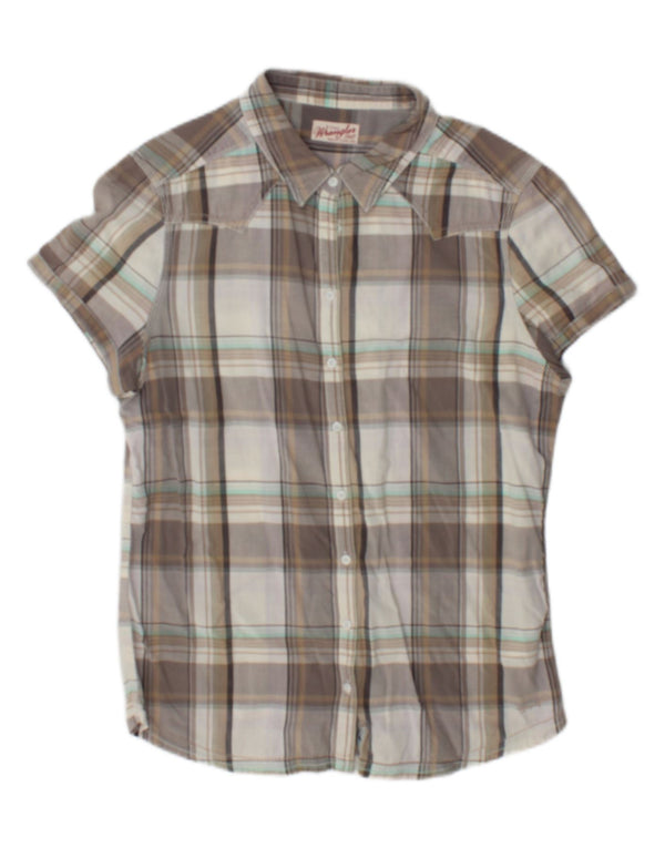 Wrangler Damen Kurzarmhemd UK 18 XL grau karierte Baumwolle