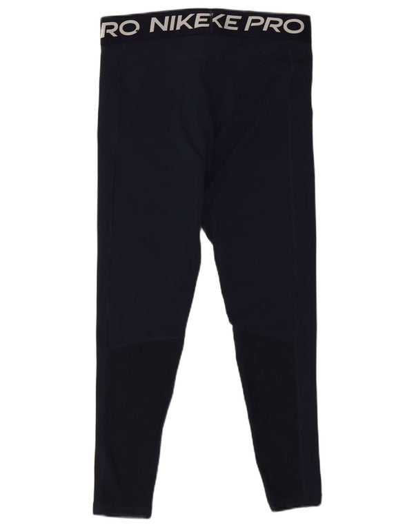 Nike Damen Dri Fit Graphic Leggings UK 16 Large Marineblau Polyester