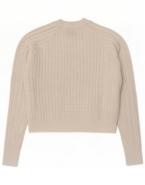 French Connection Damen Crop Rundhalspullover Pullover UK 16 Large Weiß