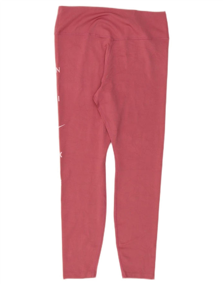 Nike Damen Dri Fit Graphic Leggings UK 14 Large Rosa Polyester