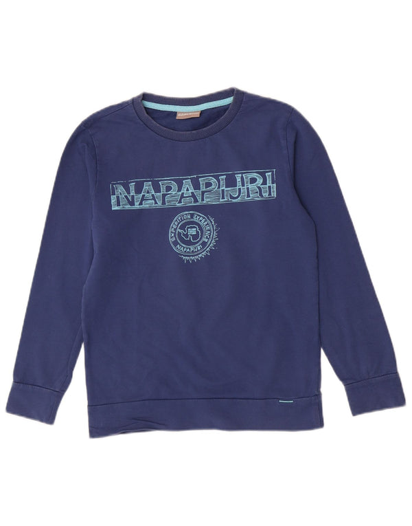 Napapijri Jungen-Sweatshirt mit Grafik, 9–10 Jahre, blaue Baumwolle