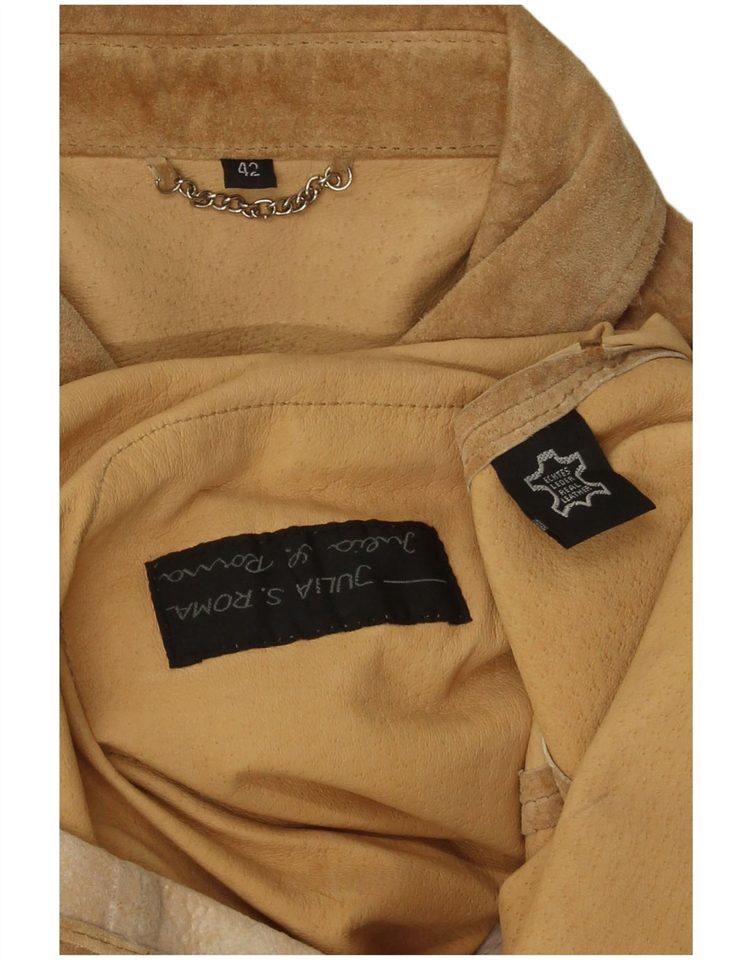 Julia S. Roma Damen Wildlederjacke EU 42 Großes braunes Leder