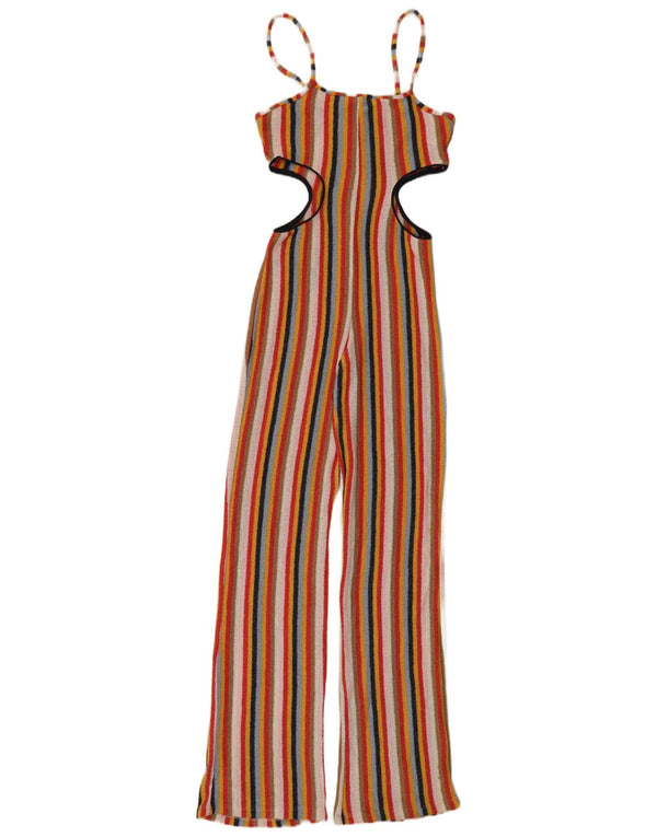 Zara Damen-Overall mit Cut-Outs, ärmellos, Größe M, mehrfarbig, gestreift, UK 12