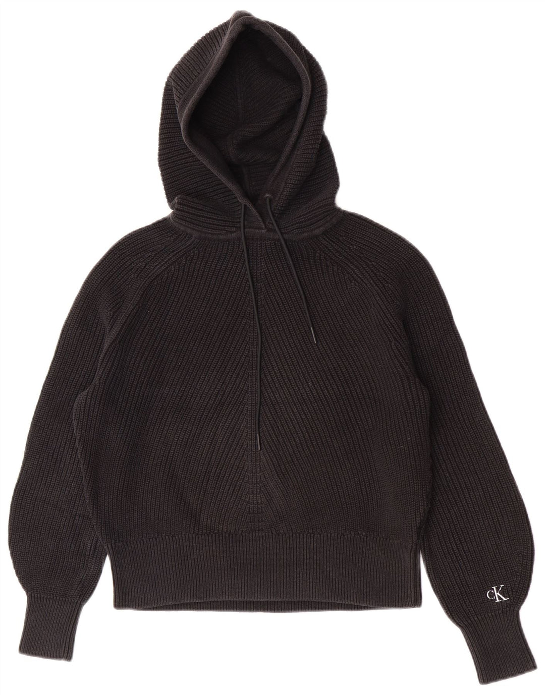 Calvin Klein Jeans Damen-Pullover mit Kapuze, übergroß, Gr. 10, Schwarz