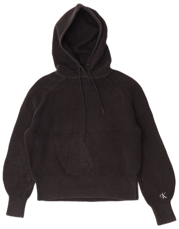 Calvin Klein Jeans Damen-Pullover mit Kapuze, übergroß, Gr. 10, Schwarz