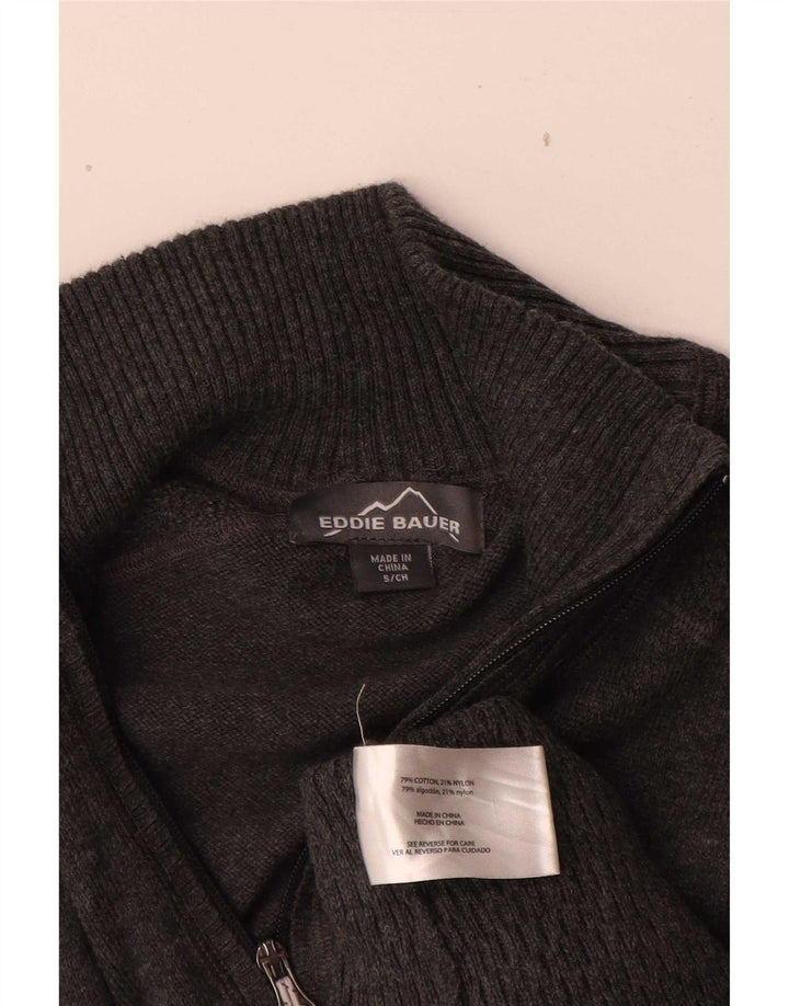 Eddie Bauer Herren-Pullover mit Reißverschluss am Hals, kleine graue Baumwolle