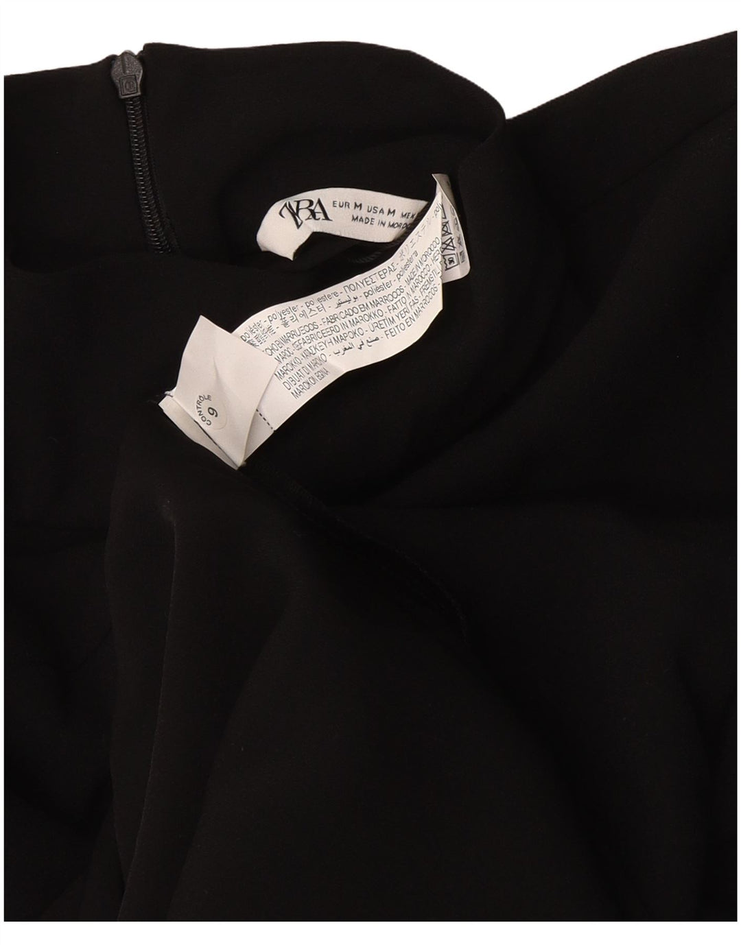 Zara Damen Langarm-Maxikleid UK 12 Medium Schwarz Polyester