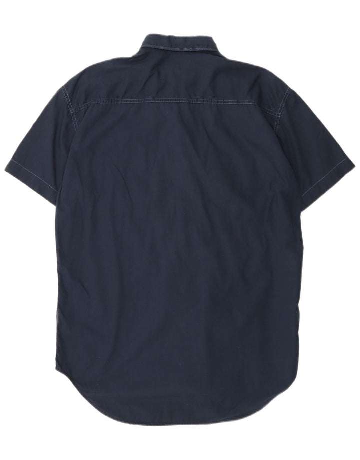REPLAY Herren-Kurzarmhemd XL aus marineblauer Baumwolle