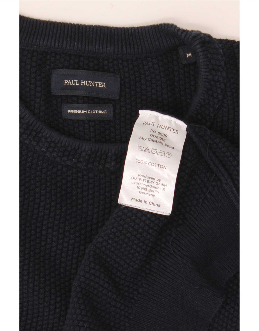 Vintage Herren-Pullover mit Rundhalsausschnitt, mittlere marineblaue Baumwolle