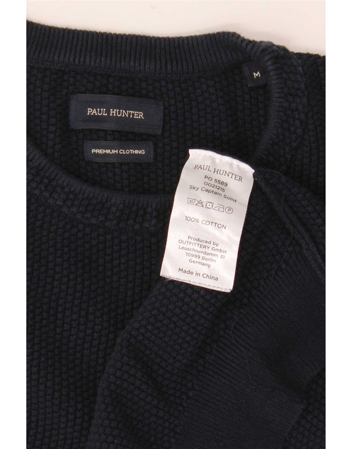 Vintage Herren-Pullover mit Rundhalsausschnitt, mittlere marineblaue Baumwolle