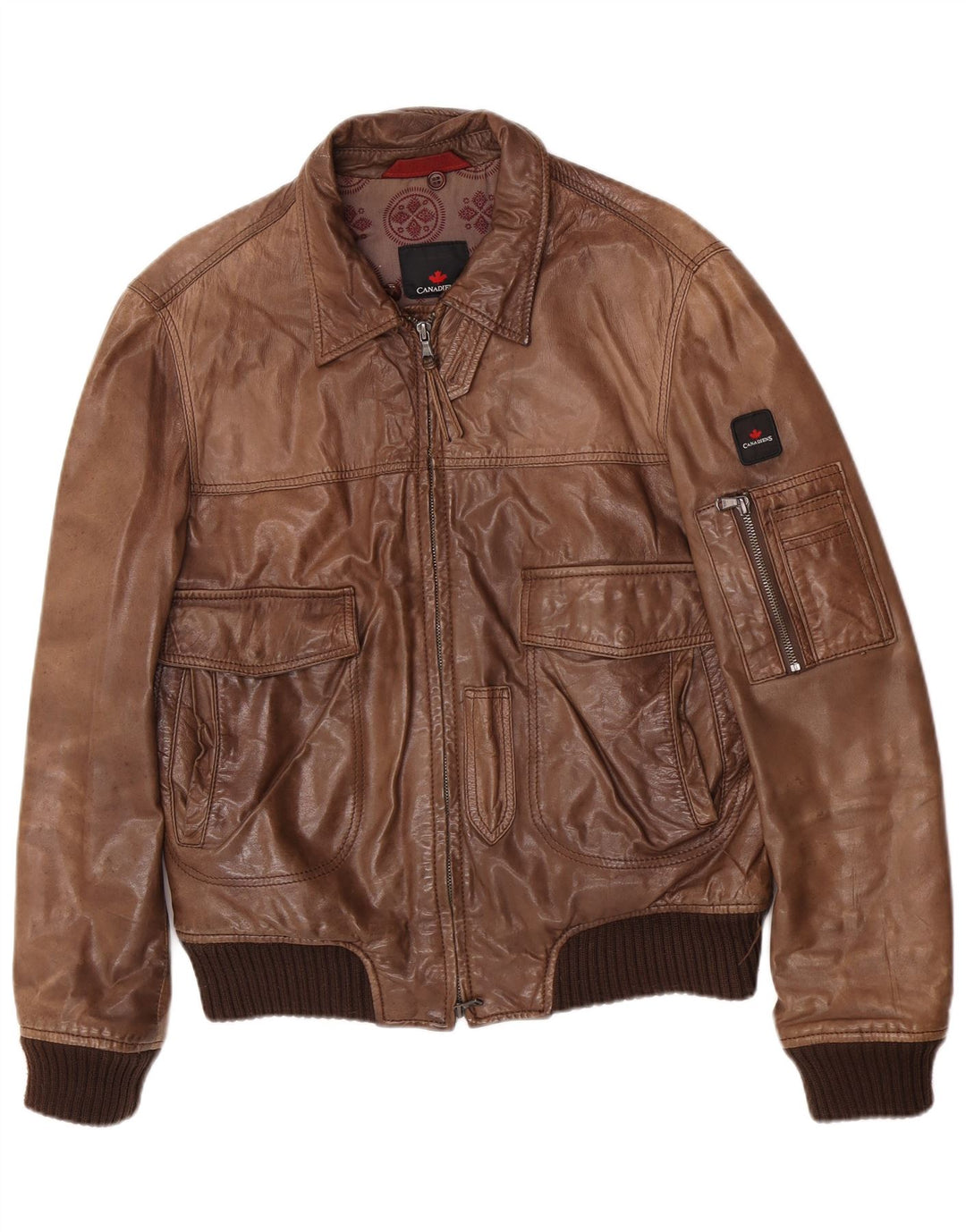 Canadiens Herren Lederjacke IT 48 Mittelbraun
