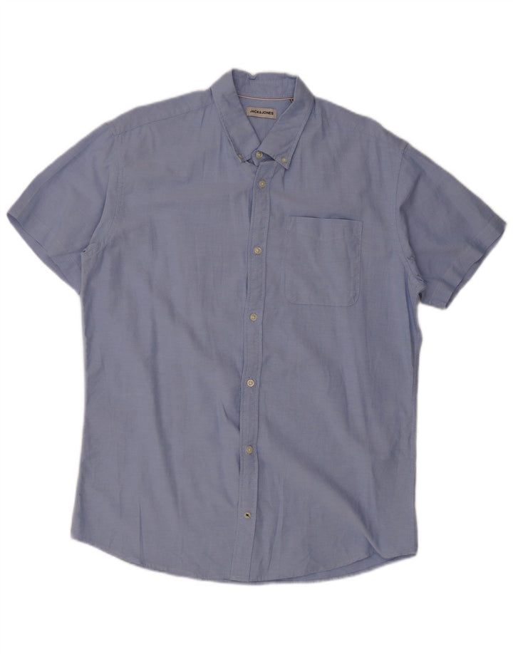 Jack & Jones Herren Kurzarmhemd XL Blau Baumwolle