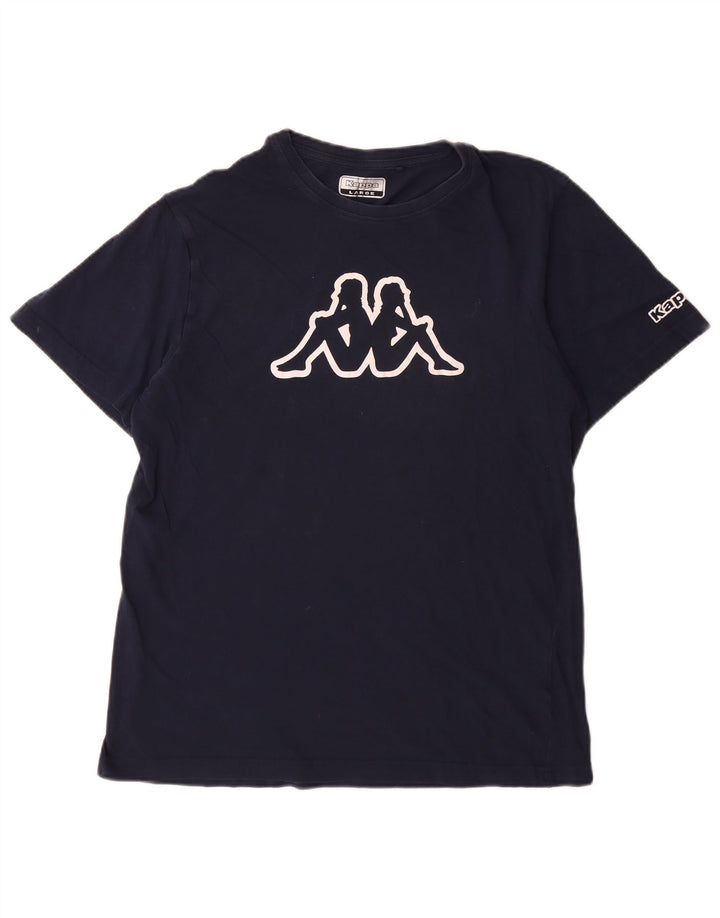 Kappa Herren Grafik T-Shirt Top Large Marineblau